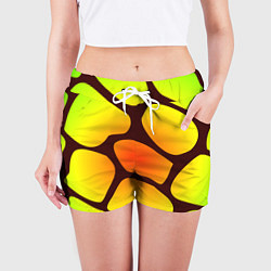 Шорты женские Коричневая сеть с цветными пятнами, цвет: 3D-принт — фото 2
