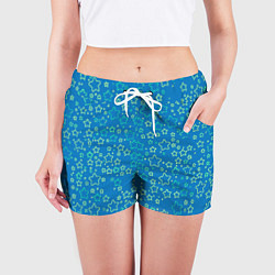 Шорты женские Маленькие звёздочки голубой, цвет: 3D-принт — фото 2