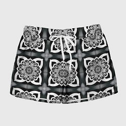 Шорты женские Квадратная мандала узор, цвет: 3D-принт