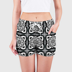 Шорты женские Квадратная мандала узор, цвет: 3D-принт — фото 2