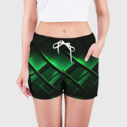 Шорты женские Зеленые неоновые плиты, цвет: 3D-принт — фото 2
