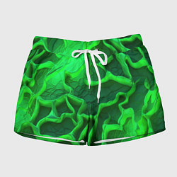 Шорты женские Объемные зеленые линии, цвет: 3D-принт
