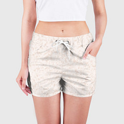 Шорты женские Бежевый паттерн пятна, цвет: 3D-принт — фото 2