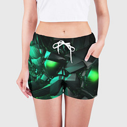 Шорты женские Зеленые абстрактные объекты, цвет: 3D-принт — фото 2