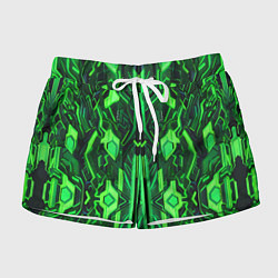 Шорты женские Киберпанк неоновая броня зелёная, цвет: 3D-принт