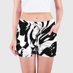 Шорты женские Экспрессивная чб абстракция, цвет: 3D-принт — фото 2