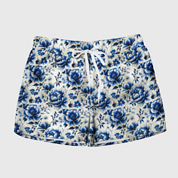Шорты женские Гжель узор паттерн, цвет: 3D-принт