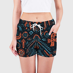 Шорты женские Абстрактный рисунок в славянском стиле, цвет: 3D-принт — фото 2