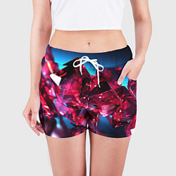 Шорты женские Стеклянные красные камни, цвет: 3D-принт — фото 2