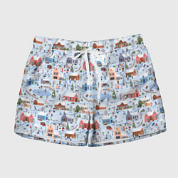 Шорты женские Зимние зарисовки, цвет: 3D-принт