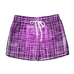 Шорты женские Фиолетовые неоновые полосы киберпанк, цвет: 3D-принт