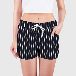 Шорты женские Переливающиеся полосы чёрно-фиолетовый, цвет: 3D-принт — фото 2