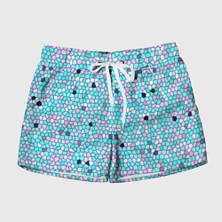 Шорты женские Мозаика розово-голубая, цвет: 3D-принт