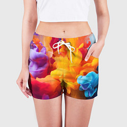 Шорты женские Цветной дым, цвет: 3D-принт — фото 2