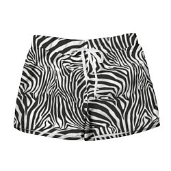 Шорты женские Шкура зебры черно - белая графика, цвет: 3D-принт