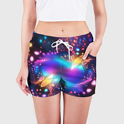 Шорты женские Абстрактный розово синий фрактал, цвет: 3D-принт — фото 2
