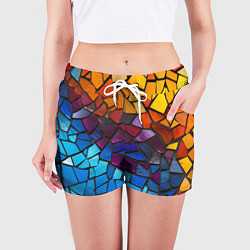 Шорты женские Мозаика витражная, цвет: 3D-принт — фото 2