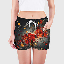 Шорты женские Желтые и черные осколки после взрыва, цвет: 3D-принт — фото 2