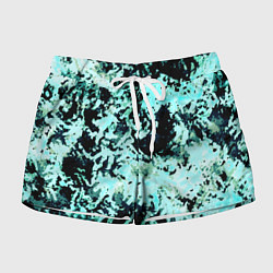 Шорты женские Абстракция чёрно-голубой неон, цвет: 3D-принт