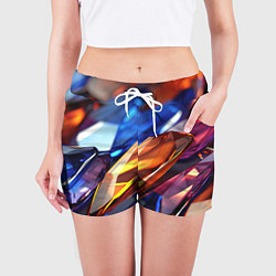 Шорты женские Прозрачные блестящие камни, цвет: 3D-принт — фото 2