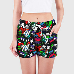 Шорты женские Geometry dash alllogo, цвет: 3D-принт — фото 2