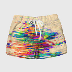 Шорты женские Разноцветный глитч, цвет: 3D-принт