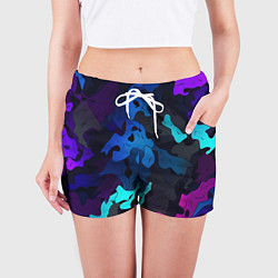 Шорты женские Абстрактный камуфляж в кислотных абстрактных пятна, цвет: 3D-принт — фото 2