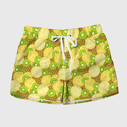 Шорты женские Фрукты - ананас и киви, цвет: 3D-принт