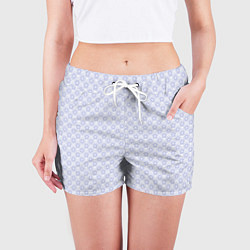 Шорты женские Бело-сиреневый звёздочки, цвет: 3D-принт — фото 2