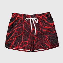 Женские шорты Красная паутина на чёрном фоне