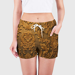 Шорты женские Темная лепнина золото, цвет: 3D-принт — фото 2