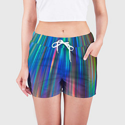 Шорты женские Радужные лучи, цвет: 3D-принт — фото 2