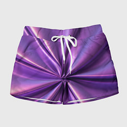 Шорты женские Металлический фиолетовый атлас ткань, цвет: 3D-принт