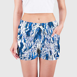 Шорты женские Белый и синий узор, цвет: 3D-принт — фото 2