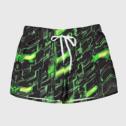 Шорты женские Зелёные неоновые линии, цвет: 3D-принт