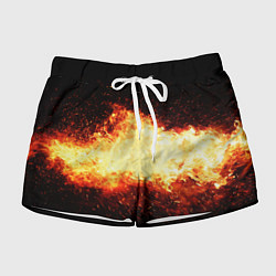 Шорты женские Огненное пламя на черном фоне, цвет: 3D-принт