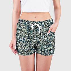 Шорты женские Бирюзовый хаки абстрактный пааттерн, цвет: 3D-принт — фото 2