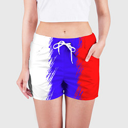 Шорты женские Штрихи триколор, цвет: 3D-принт — фото 2