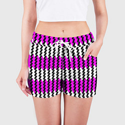 Шорты женские Вертикальные бело-розовые полосы, цвет: 3D-принт — фото 2