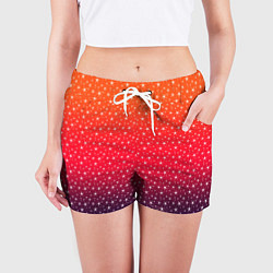 Шорты женские Градиент оранжево-фиолетовый со звёздочками, цвет: 3D-принт — фото 2