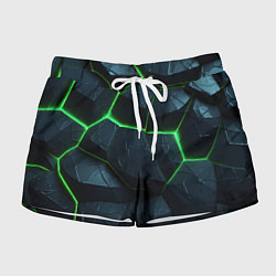 Шорты женские Abstract dark green geometry style, цвет: 3D-принт