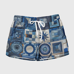 Шорты женские Denim patchwork - ai art, цвет: 3D-принт