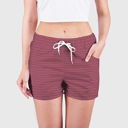 Шорты женские Розовый имитация сетки паттерн, цвет: 3D-принт — фото 2