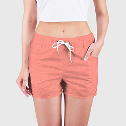 Шорты женские Паттерн мозаика тёмно-персиковый, цвет: 3D-принт — фото 2