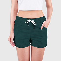 Шорты женские Тёмно-зелёный паттерн однотонный, цвет: 3D-принт — фото 2