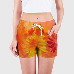 Шорты женские Абстракция цветы мастихин, цвет: 3D-принт — фото 2