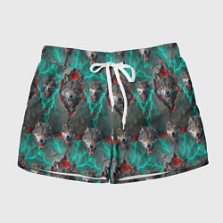 Шорты женские Паттерн из волков эпично, цвет: 3D-принт