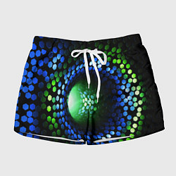 Шорты женские Червоточина - гексагональные чешуйки со свечением, цвет: 3D-принт