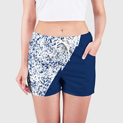 Шорты женские Сине-белый пополам, цвет: 3D-принт — фото 2