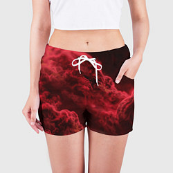Шорты женские Красный густой дым инферно - inferno red, цвет: 3D-принт — фото 2